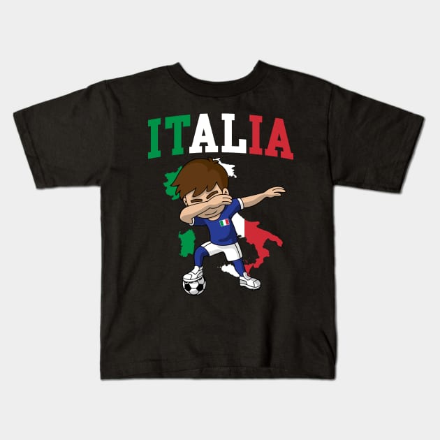 Italia Italian Soccer Boy Italy Flag Map Kids T-Shirt by E